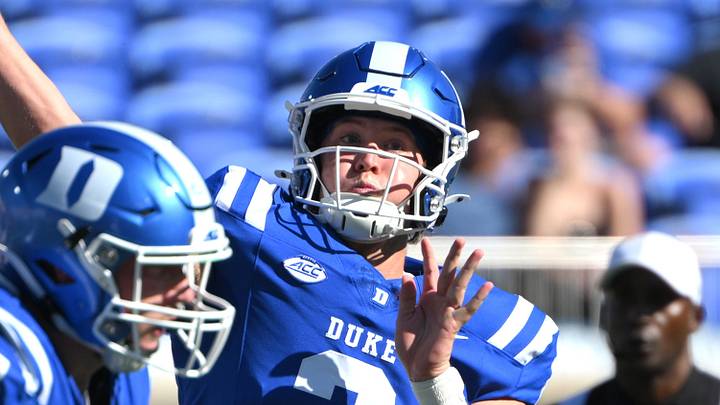 Sep 26, 2026; Durham, North Carolina, USA; Duke Blue Devils quarter back Walker Eget (2) throws the ball during the first quarter against the William & Mary Tribe at Wallace Wade Stadium. Mandatory Credit: Zachary Taft-Imagn Images Sep 26, 2026; Durham, North Carolina, USA; Duke Blue Devils quarter back Walker Eget (2) throws the ball during the first quarter against the William & Mary Tribe at Wallace Wade Stadium. Mandatory Credit: Zachary Taft-Imagn Images