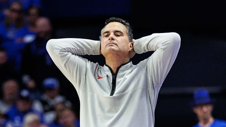 Texas Longhorns head coach Sean Miller reacts to the action during the second half against the Kentucky Wildcats at Rupp Arena at Central Bank Center.