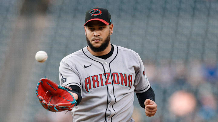 Aug 14, 2025; Denver, Colorado, USA; Arizona Diamondbacks starting pitcher Eduardo Rodriguez (57) in the first inning against the Colorado Rockies at Coors Field. Mandatory Credit: Isaiah J. Downing-Imagn Images Aug 14, 2025; Denver, Colorado, USA; Arizona Diamondbacks starting pitcher Eduardo Rodriguez (57) in the first inning against the Colorado Rockies at Coors Field. Mandatory Credit: Isaiah J. Downing-Imagn Images