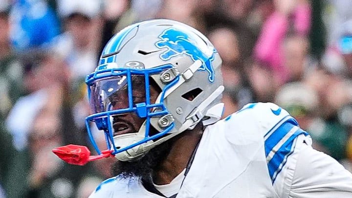 Green Bay Packers running back Josh Jacobs runs for a touchdown against Detroit Lions cornerback Amik Robertson during the second half at Lambeau Field in Green Bay, Wis., on Sunday, September 7, 2025. Green Bay Packers running back Josh Jacobs runs for a touchdown against Detroit Lions cornerback Amik Robertson during the second half at Lambeau Field in Green Bay, Wis., on Sunday, September 7, 2025.