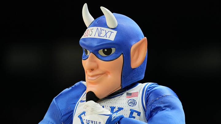 Apr 4, 2025; San Antonio, TX, USA; The Duke Blue Devils mascot during a practice session for the Final Four of the 2025 NCAA tournament at Alamodome. Mandatory Credit: Bob Donnan-Imagn Images Apr 4, 2025; San Antonio, TX, USA; The Duke Blue Devils mascot during a practice session for the Final Four of the 2025 NCAA tournament at Alamodome. Mandatory Credit: Bob Donnan-Imagn Images