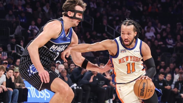 Dec 7, 2025; New York, New York, USA; New York Knicks guard Jalen Brunson (11) looks to drive past Orlando Magic forward Franz Wagner (22) in the first quarter at Madison Square Garden. Mandatory Credit: Wendell Cruz-Imagn Images Dec 7, 2025; New York, New York, USA; New York Knicks guard Jalen Brunson (11) looks to drive past Orlando Magic forward Franz Wagner (22) in the first quarter at Madison Square Garden. Mandatory Credit: Wendell Cruz-Imagn Images