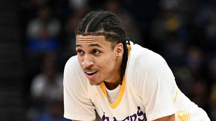 Cameron Carr #43 of the Lakers looks on against the Heat of their 2026 California Classic Summer League game. (Photo by Thien-An Truong/Getty Images) Cameron Carr #43 of the Lakers looks on against the Heat of their 2026 California Classic Summer League game. (Photo by Thien-An Truong/Getty Images)