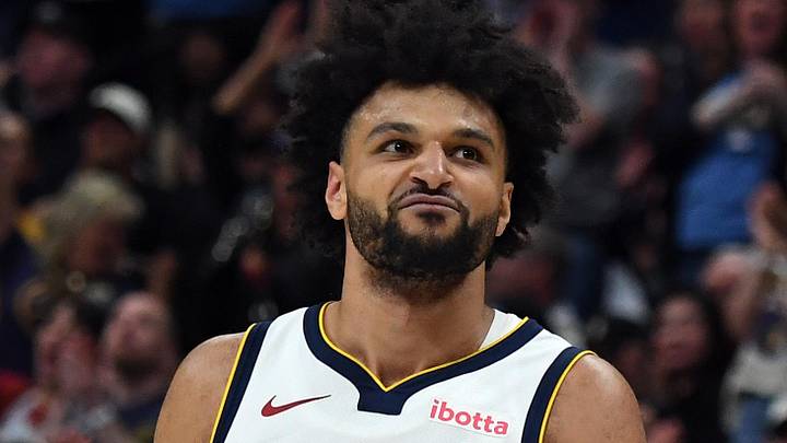 Apr 18, 2026; Denver, Colorado, USA; Denver Nuggets guard Jamal Murray (27) reacts after a basket during the second half against the Minnesota Timberwolves in game one of the first round of the 2026 NBA Playoffs at Ball Arena. Mandatory Credit: Christopher Hanewinckel-Imagn Images