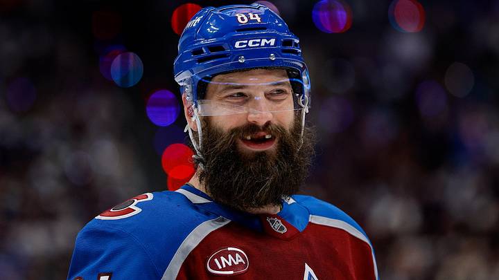 Apr 21, 2026; Denver, Colorado, USA; Colorado Avalanche defenseman Brent Burns (84) in the second period against the Los Angeles Kings in game two of the first round of the 2026 Stanley Cup Playoffs at Ball Arena. Mandatory Credit: Isaiah J. Downing-Imagn Images
