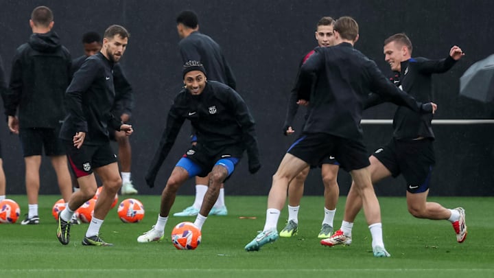 Barcelona train ahead of their La Liga clash with Real Valladolid.