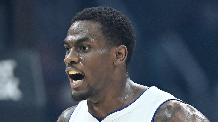 Mar 3, 2026; Cleveland, Ohio, USA; Detroit Pistons center Jalen Duren (0) reacts in the first quarter against the Cleveland Cavaliers at Rocket Arena. Mandatory Credit: David Richard-Imagn Images