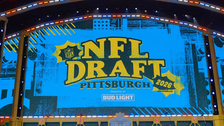 The 2026 NFL Draft theater stage.  Mandatory Credit: Kirby Lee-Imagn Images