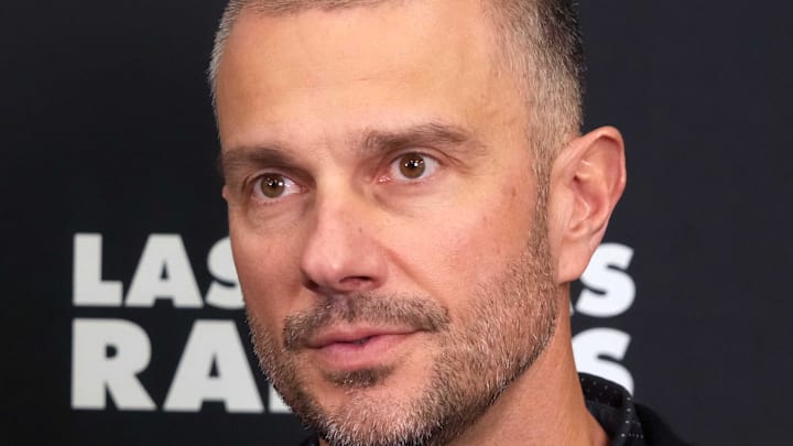 Feb 25, 2025; Indianapolis, IN, USA; Las Vegas Raiders general manager John Spytek on radio row during the NFL Scouting Combine at the Indiana Convention Center. Mandatory Credit: Kirby Lee-Imagn Images Feb 25, 2025; Indianapolis, IN, USA; Las Vegas Raiders general manager John Spytek on radio row during the NFL Scouting Combine at the Indiana Convention Center. Mandatory Credit: Kirby Lee-Imagn Images