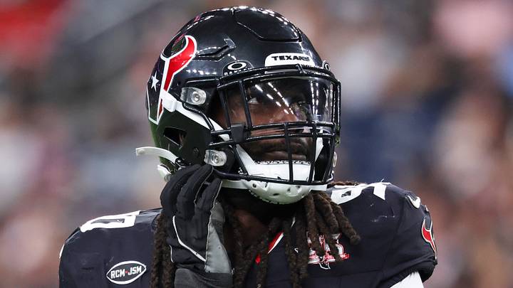 Aug 20, 2026; Houston, Texas, USA;  Houston Texans defensive end Jadeveon Clowney (90) walks off the field during the game against the Las Vegas Raiders at Reliant Stadium. Mandatory Credit: Troy Taormina-Imagn Images