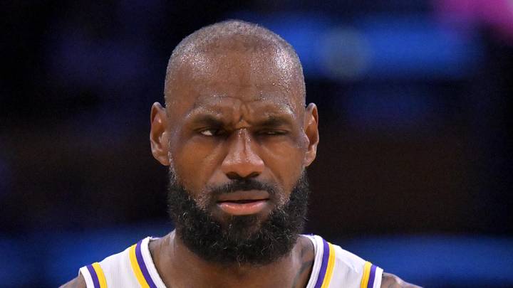 May 9, 2026; Los Angeles, California, USA; Los Angeles Lakers forward LeBron James (23) reacts after a foul in game three of the second round of the 2026 NBA Playoffs against the Oklahoma City Thunder at Crypto.com Arena. Mandatory Credit: Jayne Kamin-Oncea-Imagn Images