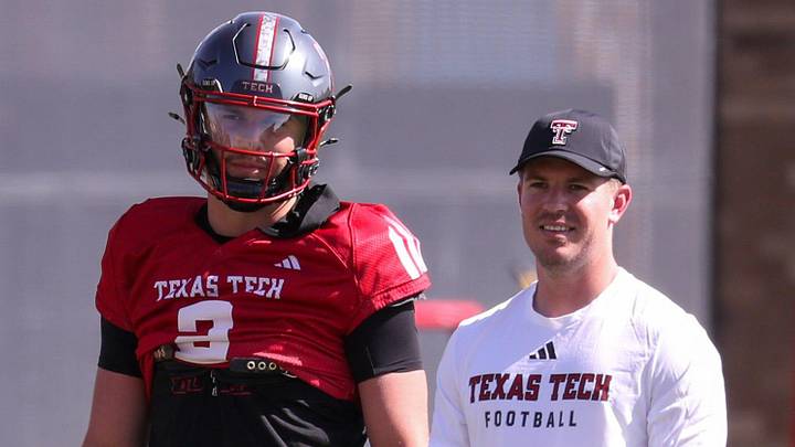 Texas Tech's Brendan Sorsby and offensive coordinator Mack Leftwich