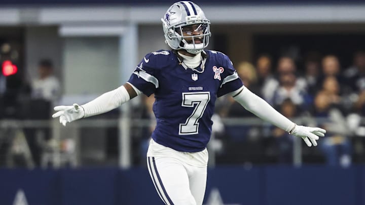 Dallas Cowboys cornerback Trevon Diggs reacts following a play against the Los Angeles Chargers.