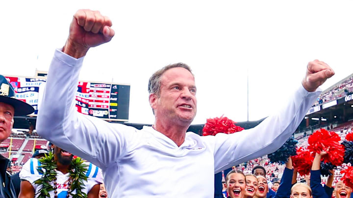 Ole Miss Rebels head coach Lane Kiffin is considered by many to be a possible candidate to be the Florida Gators' next head coach. Ole Miss Rebels head coach Lane Kiffin is considered by many to be a possible candidate to be the Florida Gators' next head coach.