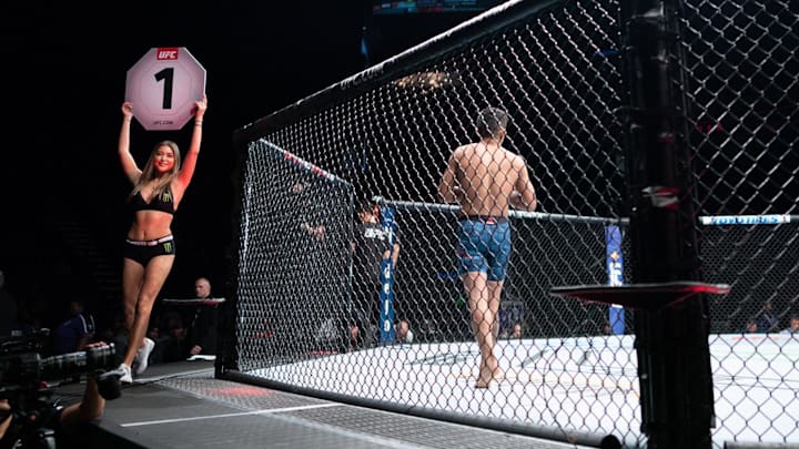July 13, 2019; Sacramento, CA, USA; UFC octagon ring girl Arianny Celeste during UFC Fight