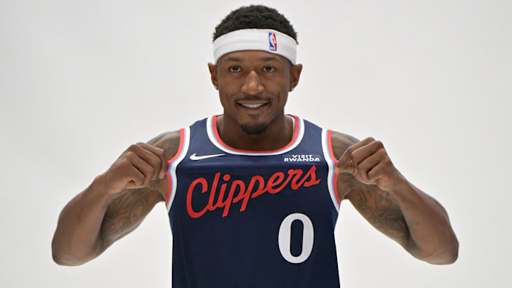 Sep 29, 2025; Inglewood, CA, USA; Los Angeles Clippers guard Bradley Beal (0) photographed during media day at Intuit Dome. Mandatory Credit: Jayne Kamin-Oncea-Imagn Images