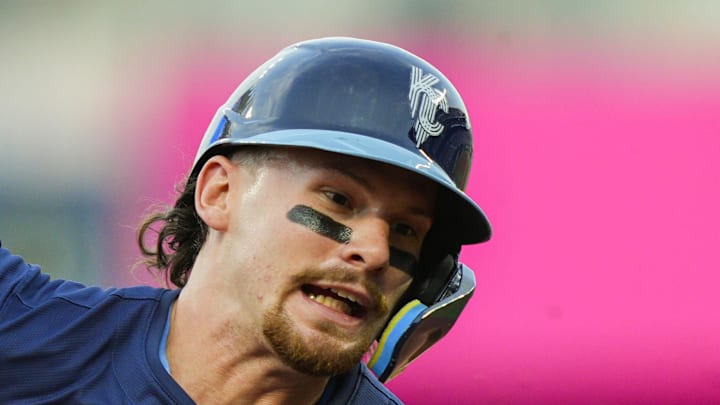 Kansas City Royals shortstop Bobby Witt Jr. (7) rounds third base to score during the first inning against the Chicago White Sox at Kauffman Stadium on Aug. 15. 