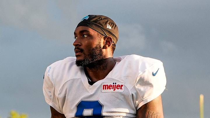Detroit Lions defensive end Derrick Moore (9) walks off the field after practice during training camp at Meijer Performance Center in Allen Park on Monday August 17, 2026. Detroit Lions defensive end Derrick Moore (9) walks off the field after practice during training camp at Meijer Performance Center in Allen Park on Monday August 17, 2026.