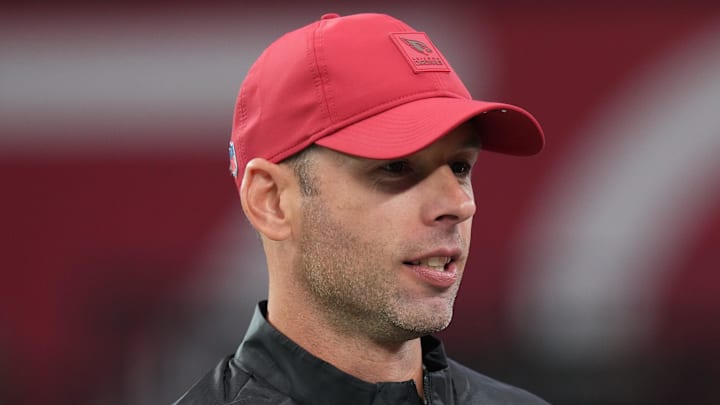 Arizona Cardinals head coach Jonathan Gannon embraces team owner Michael Bidwill before the team plays the Jacksonville Jaguars at State Farm Stadium on Nov. 23, 2025. Arizona Cardinals head coach Jonathan Gannon embraces team owner Michael Bidwill before the team plays the Jacksonville Jaguars at State Farm Stadium on Nov. 23, 2025.