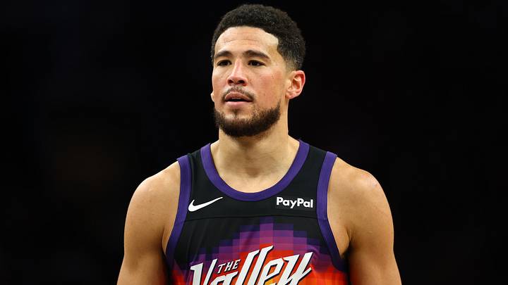 Mar 28, 2026; Phoenix, Arizona, USA; Phoenix Suns guard Devin Booker (1) against the Utah Jazz in the second half at Mortgage Matchup Center. Mandatory Credit: Mark J. Rebilas-Imagn Images Mar 28, 2026; Phoenix, Arizona, USA; Phoenix Suns guard Devin Booker (1) against the Utah Jazz in the second half at Mortgage Matchup Center. Mandatory Credit: Mark J. Rebilas-Imagn Images