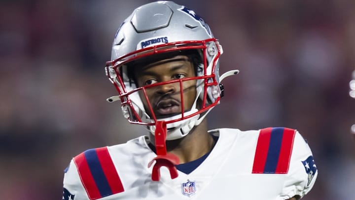 Dec 12, 2022; Glendale, Arizona, USA; New England Patriots wide receiver Tyquan Thornton (11) against the Arizona Cardinals at State Farm Stadium. Mandatory Credit: Mark J. Rebilas-Imagn Images