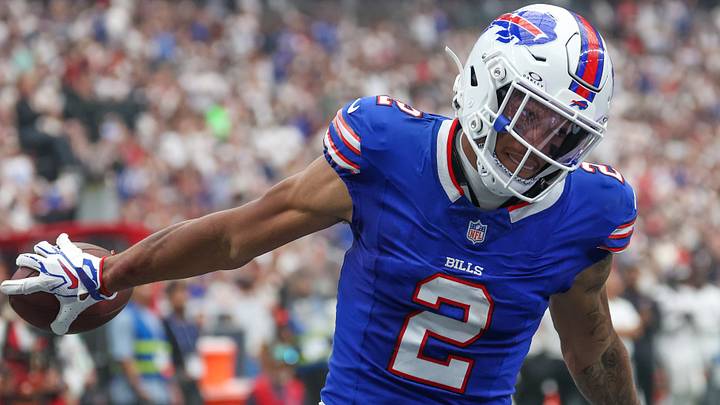 Buffalo Bills wide receiver DJ Moore reacts to his touchdown against the Houston Texans. Buffalo Bills wide receiver DJ Moore reacts to his touchdown against the Houston Texans.
