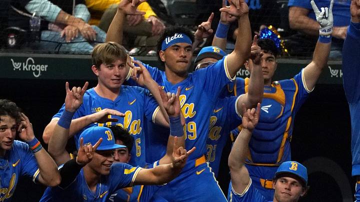 Mar 1, 2026; Arlington, TX, USA; UCLA Bruins against Mississippi State Bulldogs during the Amegy Bank College Baseball Series at Globe Life Field. Mandatory Credit: Dustin Safranek-Imagn Images