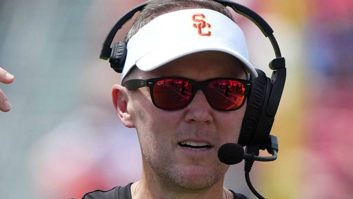 Aug 29, 2026; Los Angeles, California, USA; Southern California Trojans head coach Lincoln Riley reacts against the San Jose State Spartans in the first half at United Airlines Field at Los Angeles Memorial Coliseum. Mandatory Credit: Kirby Lee-Imagn Images Aug 29, 2026; Los Angeles, California, USA; Southern California Trojans head coach Lincoln Riley reacts against the San Jose State Spartans in the first half at United Airlines Field at Los Angeles Memorial Coliseum. Mandatory Credit: Kirby Lee-Imagn Images