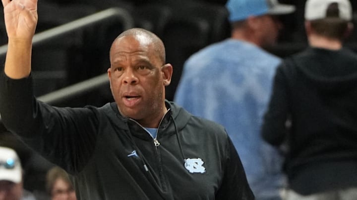 Mar 18, 2026; Greenville, SC, USA; North Carolina Tar Heels head coach Hubert Davis directs play during a practice session ahead of the first round of the men's 2026 NCAA Tournament at Bon Secours Wellness Arena. Mandatory Credit: Bob Donnan-Imagn Images Mar 18, 2026; Greenville, SC, USA; North Carolina Tar Heels head coach Hubert Davis directs play during a practice session ahead of the first round of the men's 2026 NCAA Tournament at Bon Secours Wellness Arena. Mandatory Credit: Bob Donnan-Imagn Images