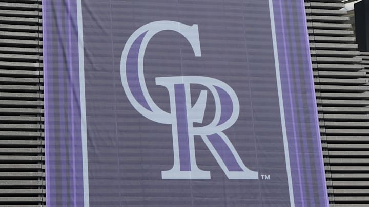 A banner with the Colorado Rockies logo