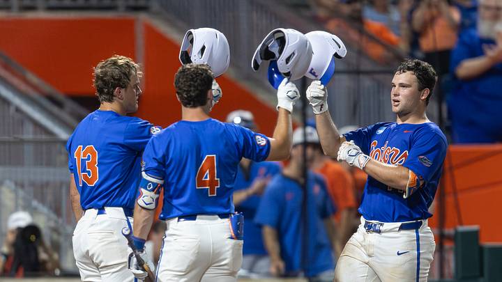 The Florida Gators' seven home runs were a program NCAA Tournament record. The Florida Gators' seven home runs were a program NCAA Tournament record.