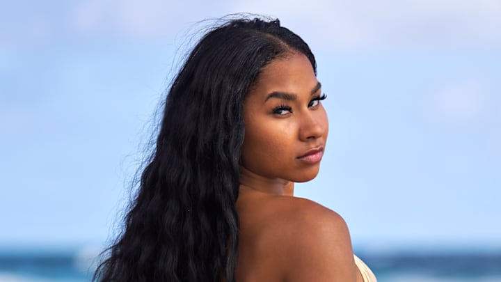 Jordan Chiles was photographed by Ben Horton at The Boca Raton. Swimsuit by I.AM.GIA. Jordan Chiles was photographed by Ben Horton at The Boca Raton. Swimsuit by I.AM.GIA.