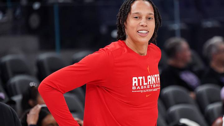 Aug 17, 2025; San Francisco, California, USA;  Atlanta Dream center Brittney Griner (42) warms up before the game against the Golden State Valkyries at Chase Center. Mandatory Credit: David Gonzales-Imagn Images