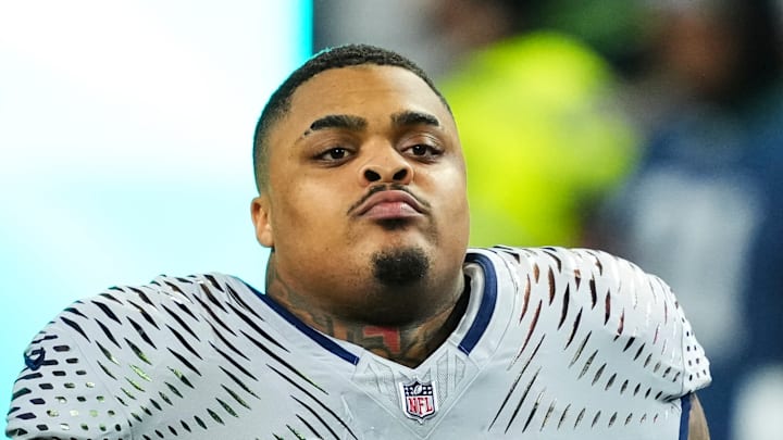 Byron Murphy II of the Seattle Seahawks runs on the field