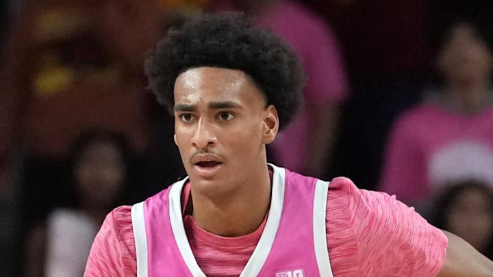 Jan 21, 2026; Los Angeles, California, USA; Southern California Trojans guard Alijah Arenas (0) dribbles the ball against the Northwestern Wildcats in the second half at Galen Center. Mandatory Credit: Kirby Lee-Imagn Images