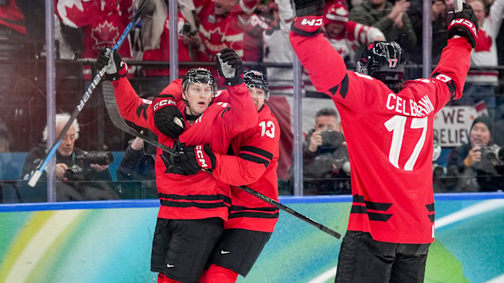 Nathan MacKinnon scored with 35 seconds left in the third period to give Canada its first lead of the game. 