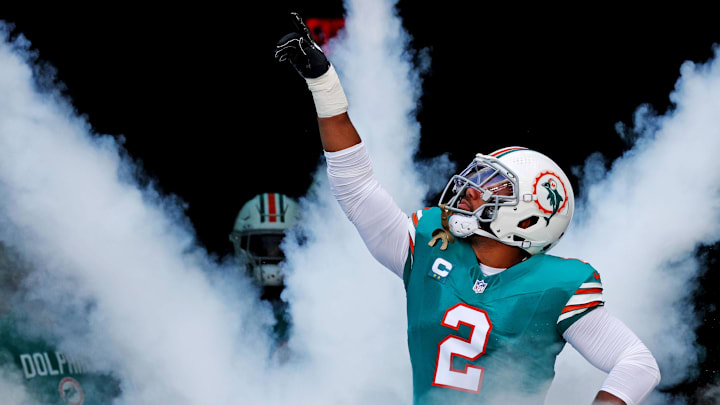 Dec 21, 2025; Miami Gardens, Florida, USA; Miami Dolphins linebacker Bradley Chubb (2) runs on the field at the start of the game against the Cincinnati Bengals at Hard Rock Stadium. Mandatory Credit: Nathan Ray Seebeck-Imagn Images