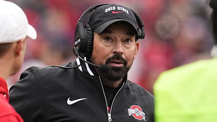 Ohio State Buckeyes head coach Ryan Day watches during the first half of the NCAA football game against the Indiana Hoosiers at Ohio Stadium in Columbus on Saturday, Nov. 23, 2024. Ohio State Buckeyes head coach Ryan Day watches during the first half of the NCAA football game against the Indiana Hoosiers at Ohio Stadium in Columbus on Saturday, Nov. 23, 2024.