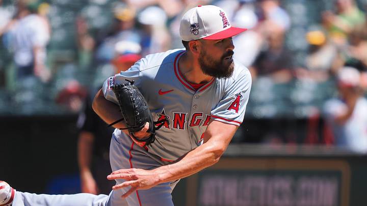 Jul 4, 2024; Oakland, California, USA; Los Angeles Angels relief pitcher Matt Moore (55) pitches the ball against the Oakland Athletics during the sixth inning at Oakland-Alameda County Coliseum. Mandatory Credit: Kelley L Cox-Imagn Images Jul 4, 2024; Oakland, California, USA; Los Angeles Angels relief pitcher Matt Moore (55) pitches the ball against the Oakland Athletics during the sixth inning at Oakland-Alameda County Coliseum. Mandatory Credit: Kelley L Cox-Imagn Images