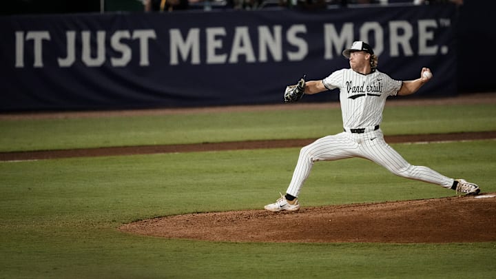 Vanderbilt pitcher JD Thompson throws a pitch during Thursday's SEC Tournament quarterfinal game against Tennessee.