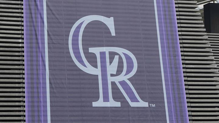 A banner with the Colorado Rockies logo. A banner with the Colorado Rockies logo.