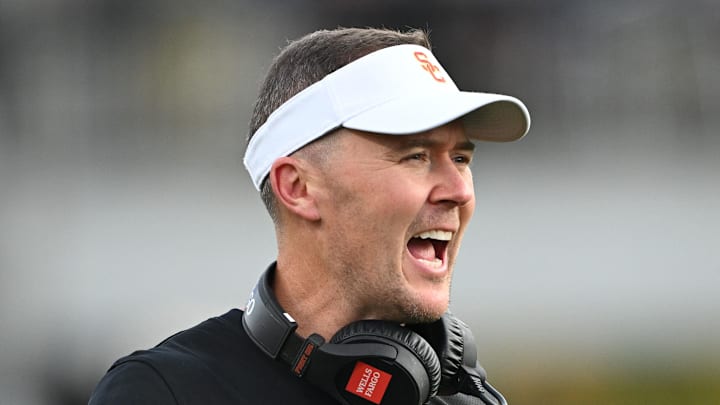 Sep 13, 2025; West Lafayette, Indiana, USA; Southern California Trojans head coach Lincoln Riley reacts during the first quarter against the Purdue Boilermakers at Ross-Ade Stadium. Mandatory Credit: Marc Lebryk-Imagn Images