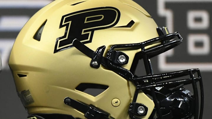 A Purdue Boilermakers football helmet 