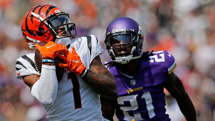 So much of sports is about    the first    and    the last   . Any time you can capture the first or last time something happens is an exciting moment as a sports photographer, and this season I captured Bengals rookie Ja   Marr Chase   s first NFL touchdown catch. After a training camp that left a lot of people concerned his transition to the professional game, Chase quickly shut down all of his detractors.  ___Cincinnati Bengals wide receiver Ja'Marr Chase (1) pulls in a catch on the way to