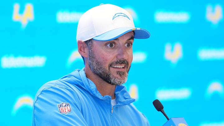Aug 7, 2025; El Segundo, CA, USA; Los Angeles Chargers defensive coordinator Jesse Minter at press conference during training camp at The Bolt. Mandatory Credit: Kirby Lee-Imagn Images Aug 7, 2025; El Segundo, CA, USA; Los Angeles Chargers defensive coordinator Jesse Minter at press conference during training camp at The Bolt. Mandatory Credit: Kirby Lee-Imagn Images