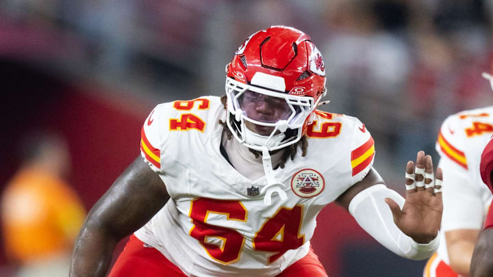 Kansas City Chiefs offensive tackle Wanya Morris could be an option for the Atlanta Falcons. Kansas City Chiefs offensive tackle Wanya Morris could be an option for the Atlanta Falcons.