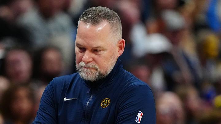 Apr 6, 2025; Denver, Colorado, USA; Denver Nuggets head coach Michael Malone during the third quarter against the Indiana Pacers at Ball Arena. Mandatory Credit: Ron Chenoy-Imagn Images Apr 6, 2025; Denver, Colorado, USA; Denver Nuggets head coach Michael Malone during the third quarter against the Indiana Pacers at Ball Arena. Mandatory Credit: Ron Chenoy-Imagn Images