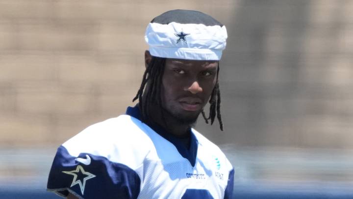 Jul 26, 2025; Oxnard, CA, USA; Dallas Cowboys receiver George Pickens (3) at training camp at the River Ridge Fields. Mandatory Credit: Kirby Lee-Imagn Images Jul 26, 2025; Oxnard, CA, USA; Dallas Cowboys receiver George Pickens (3) at training camp at the River Ridge Fields. Mandatory Credit: Kirby Lee-Imagn Images