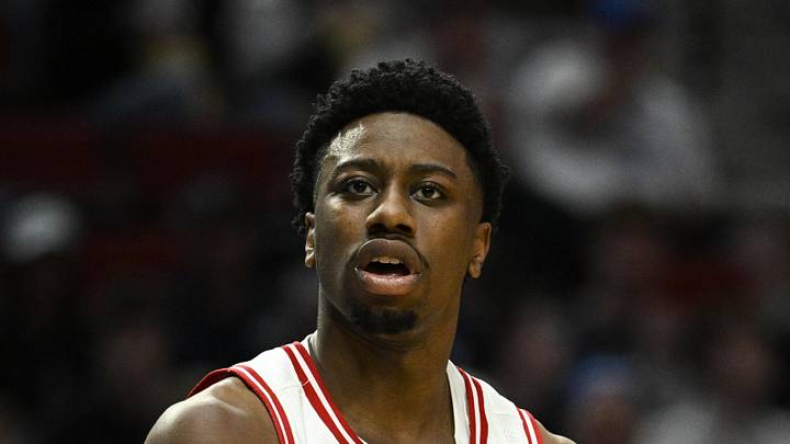 Mar 19, 2026; Portland, OR, USA; Wisconsin Badgers guard John Blackwell (25) reacts during the second half of a first round game of the men's 2026 NCAA Tournament against the High Point Panthers at Moda Center. Mandatory Credit: Troy Wayrynen-Imagn Images Mar 19, 2026; Portland, OR, USA; Wisconsin Badgers guard John Blackwell (25) reacts during the second half of a first round game of the men's 2026 NCAA Tournament against the High Point Panthers at Moda Center. Mandatory Credit: Troy Wayrynen-Imagn Images