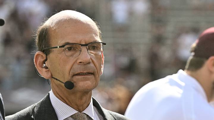 SEC Nation's Paul Finebaum speaks on the sideline.